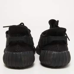 Pre Owned Yeezy x Adidas Black Knit Fabric Boost 350 V2 Onyx Sneakers Size 45 1/3