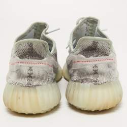 Pre Owned Yeezy x adidas Blue/Grey Knit Fabric Boost 350 V2 Sneakers Size 47 1/3
