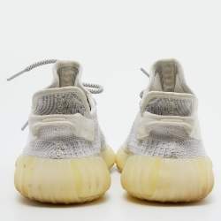 Pre Owned Yeezy x Adidas Grey/White Knit Fabric Boost 350 V2 Static Sneakers Size 42