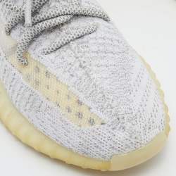 Pre Owned Yeezy x Adidas Grey/White Knit Fabric Boost 350 V2 Static Sneakers Size 42