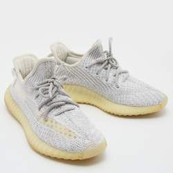 Pre Owned Yeezy x Adidas Grey/White Knit Fabric Boost 350 V2 Static Sneakers Size 42