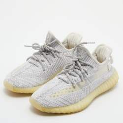 Pre Owned Yeezy x Adidas Grey/White Knit Fabric Boost 350 V2 Static Sneakers Size 42