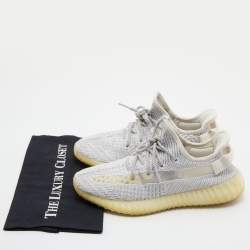 Pre Owned Yeezy x Adidas Grey/White Knit Fabric Boost 350 V2 Static Sneakers Size 42