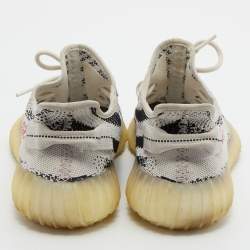 Pre Owned Yeezy x Adiddas White/Black Knit Fabric Boost 350 V2 Zebra Sneakers Size 42