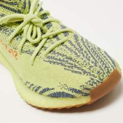 Pre Owned Yeezy x adiddas Yellow Knit Fabric Boost 350 V2 Semi Frozen Sneakers Size 48