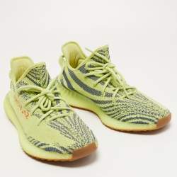 Pre Owned Yeezy x adiddas Yellow Knit Fabric Boost 350 V2 Semi Frozen Sneakers Size 48