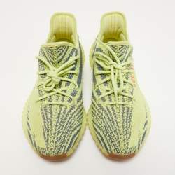 Pre Owned Yeezy x adiddas Yellow Knit Fabric Boost 350 V2 Semi Frozen Sneakers Size 48