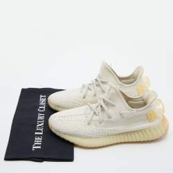 Pre Owned Yeezy x Adidas Cream Knit Fabric Boost 350 V2 Light Sneakers Size 41 1/3