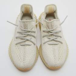 Pre Owned Yeezy x Adidas Cream Knit Fabric Boost 350 V2 Light Sneakers Size 41 1/3