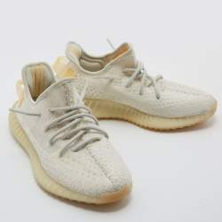 Pre Owned Yeezy x Adidas Cream Knit Fabric Boost 350 V2 Light Sneakers Size 41 1/3