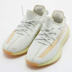 Pre Owned Yeezy x Adidas Light Green Cotton Knit Boost 350 V2 Hyperspace Sneakers Size 42 2/3