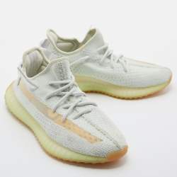 Pre Owned Yeezy x Adidas Light Green Cotton Knit Boost 350 V2 Hyperspace Sneakers Size 42 2/3