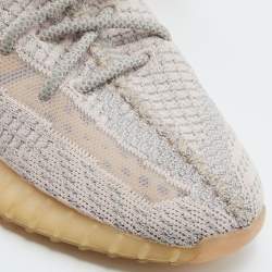 Pre Owned Yeezy x Adidas Pink/Grey Knit Fabric Boost 350 V2 Synth Non-Reflective Sneakers Size 41 1/3