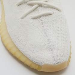 Pre Owned Yeezy x Adidas White Knit Fabric Boost 350 V2 Triple White Sneakers Size 43 1/3