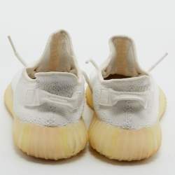 Pre Owned Yeezy x Adidas White Knit Fabric Boost 350 V2 Triple White Sneakers Size 43 1/3