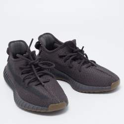 Pre Owned Yeezy x Adidas Black Knit Fabric 350 V2 Cinder Sneakers Size 41 1/3