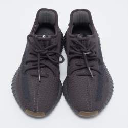 Pre Owned Yeezy x Adidas Black Knit Fabric 350 V2 Cinder Sneakers Size 41 1/3