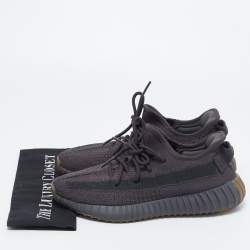 Pre Owned Yeezy x Adidas Black Knit Fabric 350 V2 Cinder Sneakers Size 41 1/3