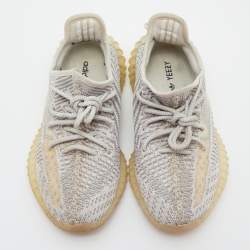 Pre Owned Yeezy x adidas White/Grey Knit Fabric Boost 350 V2 Static Reflective Sneakers Size 38
