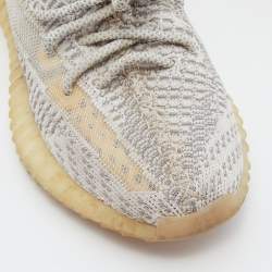 Pre Owned Yeezy x adidas White/Grey Knit Fabric Boost 350 V2 Static Reflective Sneakers Size 38