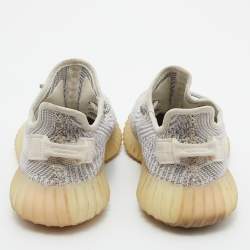Pre Owned Yeezy x adidas White/Grey Knit Fabric Boost 350 V2 Static Reflective Sneakers Size 38
