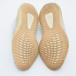 Pre Owned Yeezy x adidas White/Grey Knit Fabric Boost 350 V2 Static Reflective Sneakers Size 38