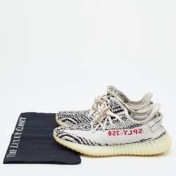 Yeezy x Adidas White/Black Knit Fabric Boost 350 V2 Zebra Low Top Sneakers Size 39 1/3