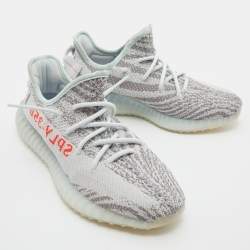 Pre Owned Yeezy x Adidas Light Blue Cotton Knit Boost 350 V2 Blue Tint Sneakers Size 41 1/3