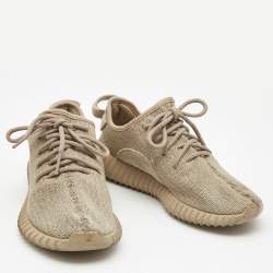 Pre Owned Yeezy x Adidas Beige Knit Fabric Boost 350 V2 Oxford Tan Sneakers Size 39 1/3