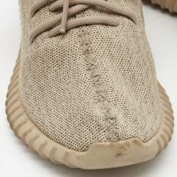 Pre Owned Yeezy x Adidas Beige Knit Fabric Boost 350 V2 Oxford Tan Sneakers Size 39 1/3