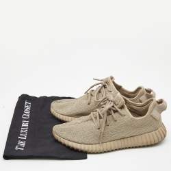 Pre Owned Yeezy x Adidas Beige Knit Fabric Boost 350 V2 Oxford Tan Sneakers Size 39 1/3
