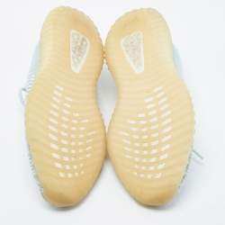Pre Owned Yeezy x Adidas White/Blue Knit Fabric Boost 350 V2 Static Non Reflective Sneakers Size 46