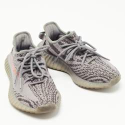 Pre Owned Yeezy x Adidas Grey Knit Fabric Boost 350 V2 Beluga Sneakers Size 37 1/3