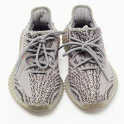 Pre Owned Yeezy x Adidas Grey Knit Fabric Boost 350 V2 Beluga Sneakers Size 37 1/3