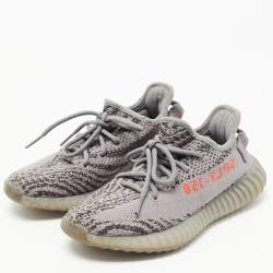 Pre Owned Yeezy x Adidas Grey Knit Fabric Boost 350 V2 Beluga Sneakers Size 37 1/3