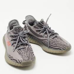 Pre Owned Yeezy x Adidas Grey Knit Fabric Boost 350 V2 Beluga Sneakers Size 40 2/3