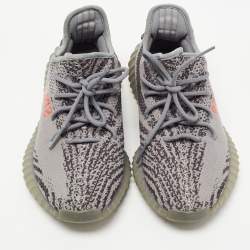 Pre Owned Yeezy x Adidas Grey Knit Fabric Boost 350 V2 Beluga Sneakers Size 40 2/3