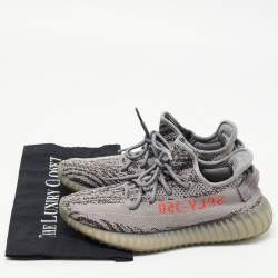 Pre Owned Yeezy x Adidas Grey Knit Fabric Boost 350 V2 Beluga Sneakers Size 40 2/3