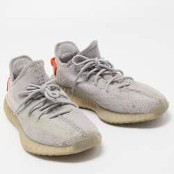 Pre Owned Yeezy x Adidas Grey Knit Fabric 350 V2 Tail Light Sneakers Size 44 2/3