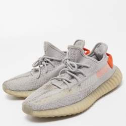 Pre Owned Yeezy x Adidas Grey Knit Fabric 350 V2 Tail Light Sneakers Size 44 2/3
