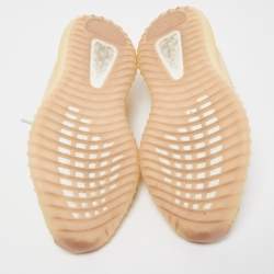 Pre Owned Yeezy x Adidas Light Yellow/Blue Knit Fabric Boost 350 V2 Linen Sneakers Size 44 2/3