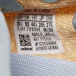 Pre Owned Yeezy x Adidas Light Yellow/Blue Knit Fabric Boost 350 V2 Linen Sneakers Size 44 2/3