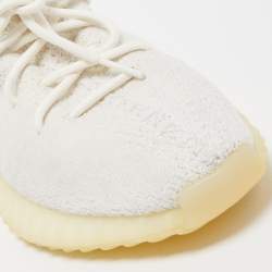 Pre Owned Yeezy x Adidas White Knit Fabric Boost 350 V2 Triple White Sneakers Size 44 2/3 