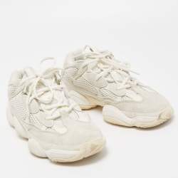 Pre Owned Yeezy x Adidas White Suede and Mesh 500 Bone White Sneakers Size 38 2/3