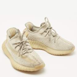 Pre Owned Yeezy x Adidas White Knit Fabric Boost 350 V2 Light Sneakers Size 37 1/3