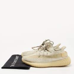 Pre Owned Yeezy x Adidas White Knit Fabric Boost 350 V2 Light Sneakers Size 37 1/3