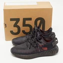 Pre Owned Yeezy x Adidas Black Mesh Boost 350 V2 Mono Cinder Sneakers Size 42