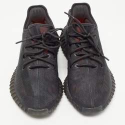 Pre Owned Yeezy x Adidas Black Mesh Boost 350 V2 Mono Cinder Sneakers Size 42