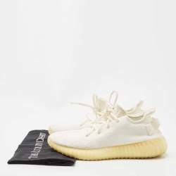 Pre Owned Yeezy x Adidas White Knit Fabric Boost 350 V2 Cream White Sneakers Size 38
