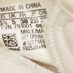 Pre Owned Yeezy x Adidas White Knit Fabric Boost 350 V2 Cream White Sneakers Size 38